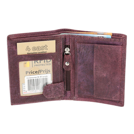 Heren Portemonnee | 8 Pasjes, Briefgeld & Muntvak | RFID Bescherming Heren Portefeuille | Paars Echt Leer | 11X9X2cm | Ideaal Cadeau voor Hem – Verjaardag!
