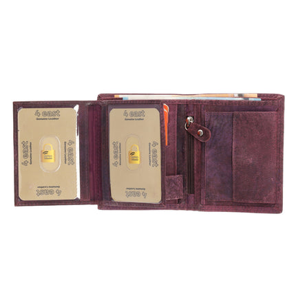 Heren Portemonnee | 8 Pasjes, Briefgeld & Muntvak | RFID Bescherming Heren Portefeuille | Paars Echt Leer | 11X9X2cm | Ideaal Cadeau voor Hem – Verjaardag!