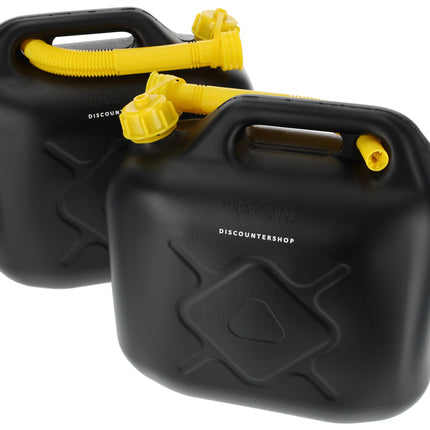 Jerrycan met Kraan - Set van 2 | Zwart/Geel | Jerrycan Benzine met Trechter 10 Liter | Ideaal voor Kamperen & Outdoor | UN-gecertificeerd Essentieel Autoaccessoires