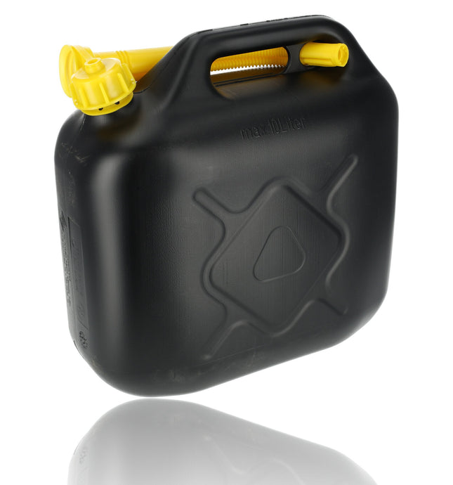 Jerrycan met Kraan - 10 Liter Zwart/Geel | Jerrycan Benzine met Trechter | Ideaal voor Kamperen & Outdoor | UN-gecertificeerd Essentieel Autoaccessoires