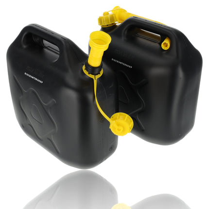 Jerrycan met Kraan - Set van 2 | Zwart/Geel | Jerrycan Benzine met Trechter 10 Liter | Ideaal voor Kamperen & Outdoor | UN-gecertificeerd Essentieel Autoaccessoires