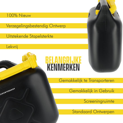 Jerrycan met Kraan - 10 Liter Zwart/Geel | Jerrycan Benzine met Trechter | Ideaal voor Kamperen & Outdoor | UN-gecertificeerd Essentieel Autoaccessoires