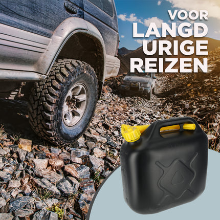 Jerrycan met Kraan - 10 Liter Zwart/Geel | Jerrycan Benzine met Trechter | Ideaal voor Kamperen & Outdoor | UN-gecertificeerd Essentieel Autoaccessoires