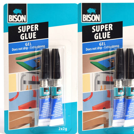 4 Stuks Bison Super glue - Secondelijm 4 X 2g - Extra sterk