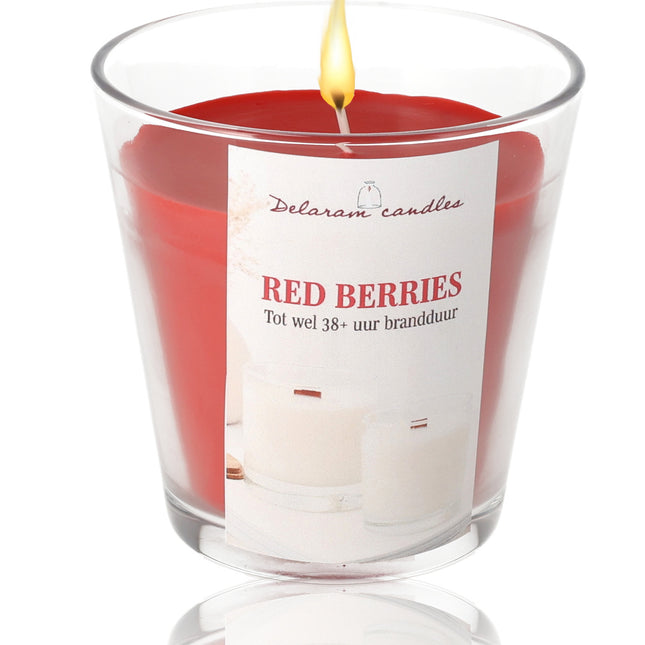 Geurkaars Berries -  Rood  - 38 uur Branduren - Goedkope Geurkaarsen voor Woonkamer, Eetkamer, & Slaapkamer