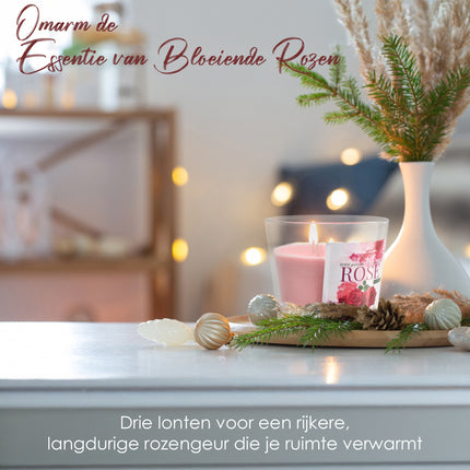 Luxe Geurkaars in Glas - 30 uur Branduren - Rose Geurkaars - Romantische Kaarsen voor Vrouwen & Mannen