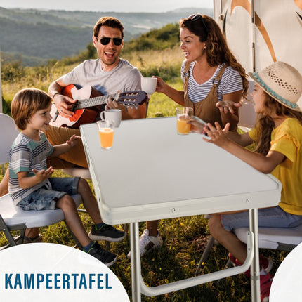 Weerbestendige Buiten Klaptafel | 75cm x 55cm x 60cm | Campingtafel Inklapbare voor Buiten | Opvouwbare Tuintafel met Handvat | Stevige Aluminium en Kunststof | Klaptafel met 2 Verstelbare Hoogtes | Tuintafel Inklapbaar Geschikt voor 1-2 Personen  
