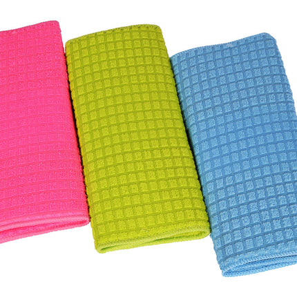 Set van 3 Kleurrijke Vaatdoeken - Blauw - Polyester en Katoenmix - 80 gm - 30x40 cm
