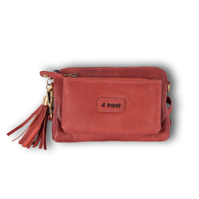 Handtasje | 11cm*18.5cm | Schoudertas | Bordeaux & Rood | Met ritsluiting