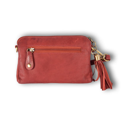 Handtasje | 11cm*18.5cm | Schoudertas | Bordeaux & Rood | Met ritsluiting
