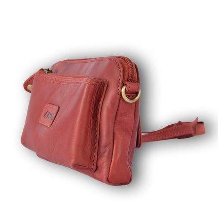 Handtasje | 11cm*18.5cm | Schoudertas | Bordeaux & Rood | Met ritsluiting