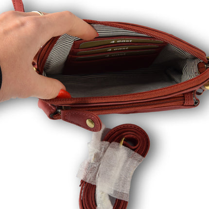 Handtasje | 11cm*18.5cm | Schoudertas | Bordeaux & Rood | Met ritsluiting