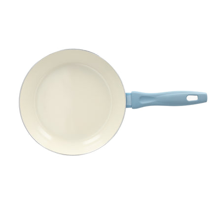 Keramische Koekenpan 24 cm | Geschikt voor Inductie, Gas & Halogeen | Vaatwasmachinebestendig | Blauw/Wit