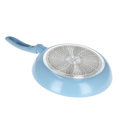 Keramische Koekenpan 24 cm | Geschikt voor Inductie, Gas & Halogeen | Vaatwasmachinebestendig | Blauw/Wit