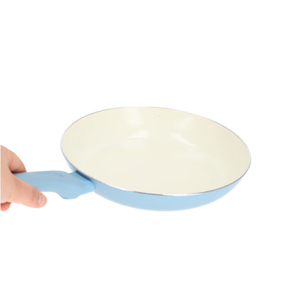 Keramische Koekenpan 24 cm | Geschikt voor Inductie, Gas & Halogeen | Vaatwasmachinebestendig | Blauw/Wit