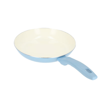Keramische Koekenpan 24 cm | Geschikt voor Inductie, Gas & Halogeen | Vaatwasmachinebestendig | Blauw/Wit