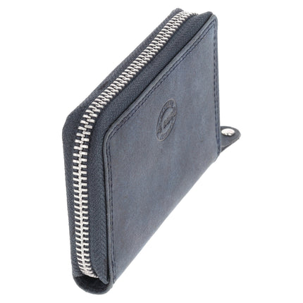  Portemonnee Met Rits - Heren & Dames | RFID Bescherming & Echt Leer | 4 Pasjeshouder & Muntvak | Ideaal Mini Cadeautjes | 12x8x2 cm – Navy