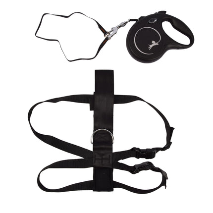 Flexi Hondenriem En Hondenharnas Set | Maat L | 5 Meter Lange Hondenriem | Zwart Comfortabel Remsysteem | Stevige Tape | Geschikt Voor Honden Tot 50kg | Hondenharnas Van Nylon | Verstelbaar Met Klikgesp