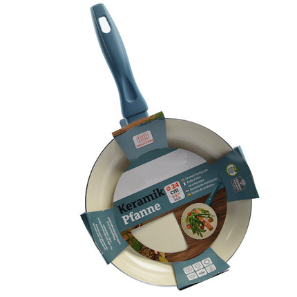 Duurzame Anti-aanbak Koekenpan - Keramiek En Rvs - 24 cm - Licht Blauw 