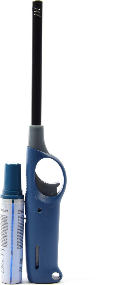 Aansteker 1x stuks blauwe barbecue aanstekers| A Kwaliteit |Kinderbescherming/Kinderslot navul 18ml| gasaanstekers navulbaar 27 cm