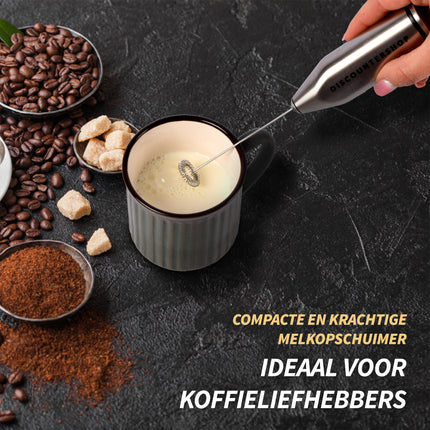 Professionele Melkopschuimer | Perfect voor Barista's en Thuisgebruik | Batterijgevoed | 21cm x 4cm x 2.5 cm | Melk Opschuimer Inzetbaar voor Koffie en Warme Chocolademelk | Essentieel Koffie en Matchaklopper 