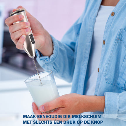Professionele Melkopschuimer | Perfect voor Barista's en Thuisgebruik | Batterijgevoed | 21cm x 4cm x 2.5 cm | Melk Opschuimer Inzetbaar voor Koffie en Warme Chocolademelk | Essentieel Koffie en Matchaklopper 