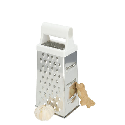 Multifunctionele Mini Kaasrasp Van Roestvrijstaal In Zilver | Extra Scherpe Keukenrasp Voor Kaas Citroen Groenten | Compacte 10.5cm X 8.5cm X 24.5cm | Ergonomisch Handvat | Ideaal Voor Zowel Grof Als Fijn Raspen