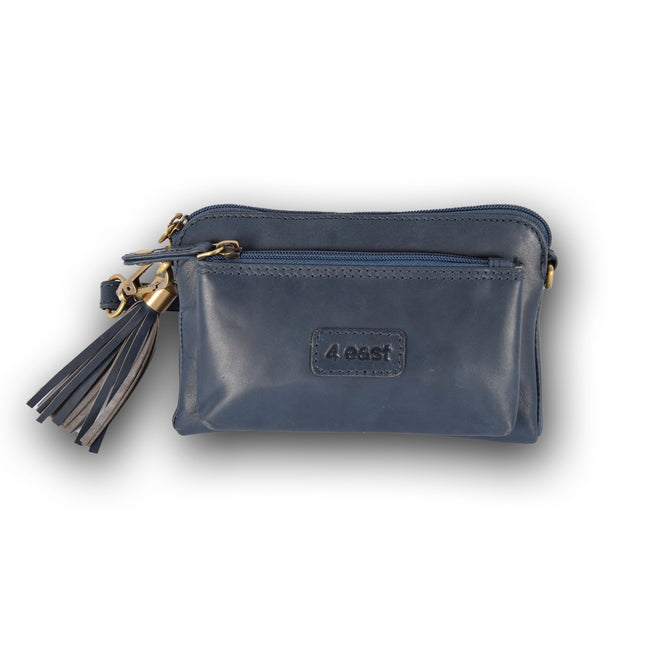 Handtasje dames | Navy | 11cm*18cm | Crossbody tas dames | Echte leer