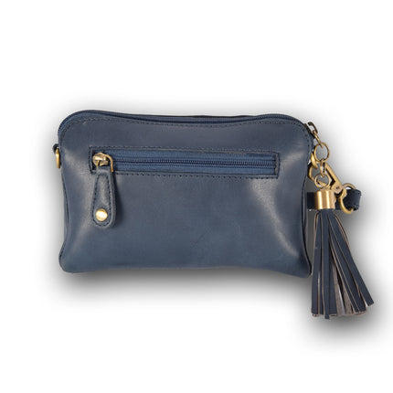Handtasje dames | Navy | 11cm*18cm | Crossbody tas dames | Echte leer