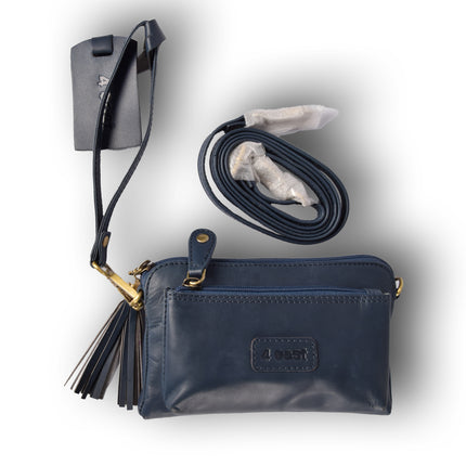 Handtasje dames | Navy | 11cm*18cm | Crossbody tas dames | Echte leer