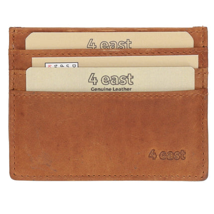 Kaarthouder Pasjes Leer RFID Bescherming - Cognac/Tan - 6 Pasjes + Briefgeld - Compacte Creditcardhouder Unisex voor Mannen en Vrouwen