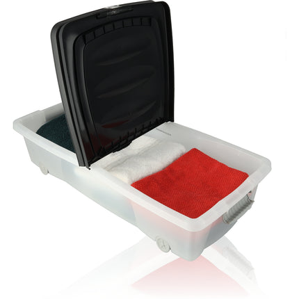 2x Opbergbox - Onderbedbox 32 L zwart 80 x 40 x 17 cm- deksel met clipsluiting