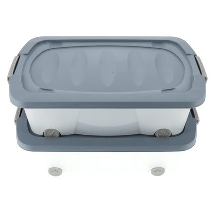 Set van 2 Opbergboxen 24L Blauw/Transparant - Onderbedboxen met Wielen & Druksluiting - Voor Speelgoed, Kleding & Onder Bed Opslag
