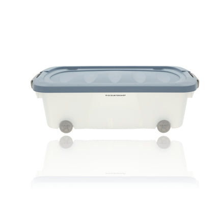 Set van 2 Opbergboxen 24L Blauw/Transparant - Onderbedboxen met Wielen & Druksluiting - Voor Speelgoed, Kleding & Onder Bed Opslag