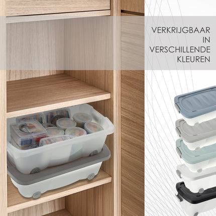 Opbergboxen 24 Liter - Onderbedboxen op Wielen - Ideaal voor Speelgoed & Kleding - Grijs - 60x38,5x18 cm - Set van 2