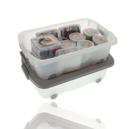 Opbergboxen 24 Liter - Onderbedboxen op Wielen - Ideaal voor Speelgoed & Kleding - Grijs - 60x38,5x18 cm - Set van 2