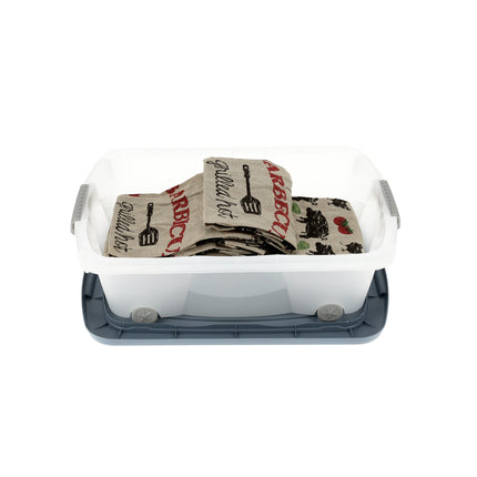 Opbergbox 24L Blauw/Transparant - Onderbedbox met Wielen & Druksluiting (60x38.5x18 cm) - Handige Opberger Onder Bed