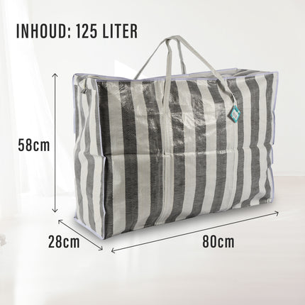 Shopper Tas met Rits en Stevig Handvatten | 125 L | Set van 3 | Duurzame Polyester | 80cm x 58cm x 28cm | Goedkope shopper Tas voor Opslag Verhuizen en Reizen | Veilige Opslag Voor Uw Reisbenodigdheden met Waterdichte Shopper met Rits