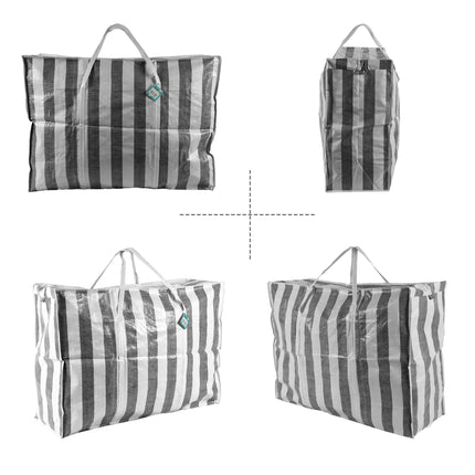 Shopper Tas met Rits en Stevig Handvatten | 125 L | Set van 3 | Duurzame Polyester | 80cm x 58cm x 28cm | Goedkope shopper Tas voor Opslag Verhuizen en Reizen | Veilige Opslag Voor Uw Reisbenodigdheden met Waterdichte Shopper met Rits