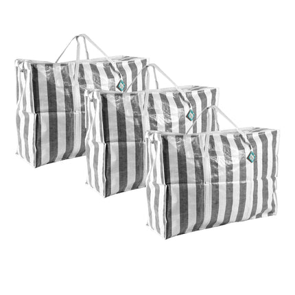 Shopper Tas met Rits en Stevig Handvatten | 125 L | Set van 3 | Duurzame Polyester | 80cm x 58cm x 28cm | Goedkope shopper Tas voor Opslag Verhuizen en Reizen | Veilige Opslag Voor Uw Reisbenodigdheden met Waterdichte Shopper met Rits