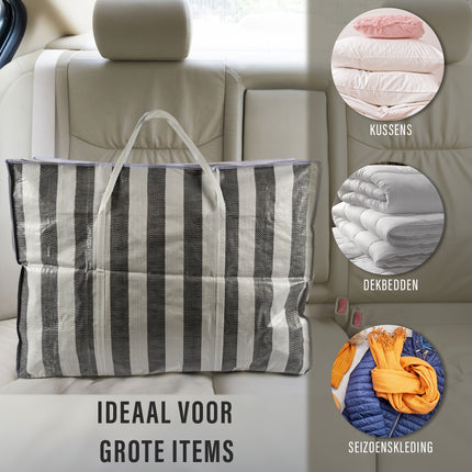 Shopper Tas met Rits en Stevig Handvatten | 125 L | Set van 3 | Duurzame Polyester | 80cm x 58cm x 28cm | Goedkope shopper Tas voor Opslag Verhuizen en Reizen | Veilige Opslag Voor Uw Reisbenodigdheden met Waterdichte Shopper met Rits