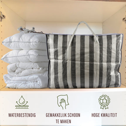 Shopper Tas met Rits en Stevig Handvatten | 125 L | Set van 3 | Duurzame Polyester | 80cm x 58cm x 28cm | Goedkope shopper Tas voor Opslag Verhuizen en Reizen | Veilige Opslag Voor Uw Reisbenodigdheden met Waterdichte Shopper met Rits