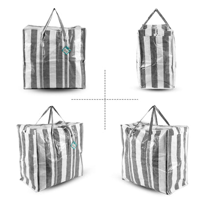 Ruime Boodschappen Tas 2 stuks | 45 Liter Polyester Turkentas Met Rits en Handvatten | 50cm x 48cm x 28cm | XL Shopper Max Gewicht 15 kg | Opbergzakken Kleding Voor Verhuizen Opslag En Boodschappen