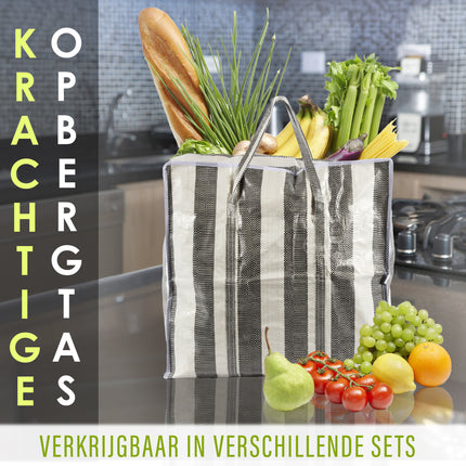Jumbo Tas 45 Liter | Grote Shoppers met Rits Met Comfortabele Handvatten | Stevige Opbergtas Met 15 kg Draagvermogen | Perfect voor Opslag & Boodschappen | Duurzaam Polyester | 50cm x 48cm x 28cm