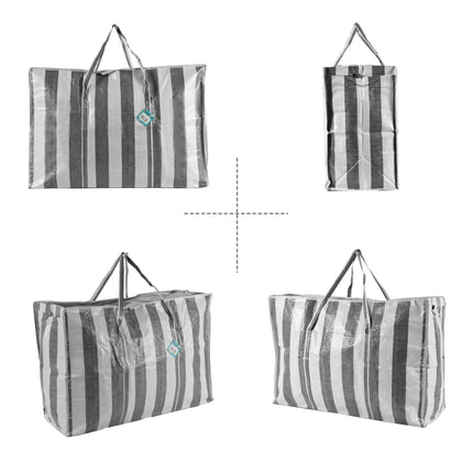 Kleding Organizer Set van 2 | Grote Shopper Met Rits | 90 Liter Opbergtassen | Duurzaam Polyester | Kleding Opbergdoos Ideaal Voor Verhuizen, Opslag, En Boodschappen | 70cm x 48cm x 28cm | Max 20 kg
