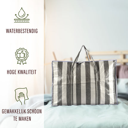 Kleding Organizer Set van 2 | Grote Shopper Met Rits | 90 Liter Opbergtassen | Duurzaam Polyester | Kleding Opbergdoos Ideaal Voor Verhuizen, Opslag, En Boodschappen | 70cm x 48cm x 28cm | Max 20 kg