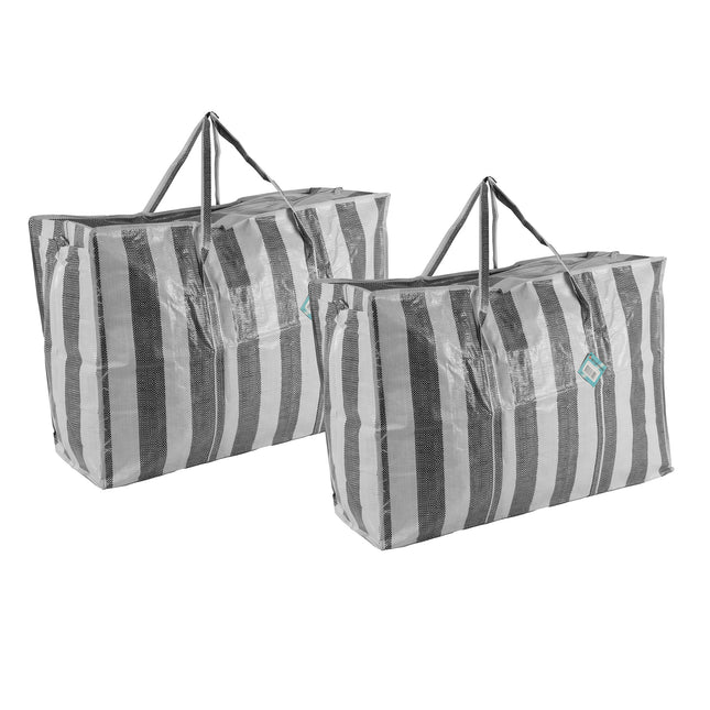 Kleding Organizer Set van 2 | Grote Shopper Met Rits | 90 Liter Opbergtassen | Duurzaam Polyester | Kleding Opbergdoos Ideaal Voor Verhuizen, Opslag, En Boodschappen | 70cm x 48cm x 28cm | Max 20 kg