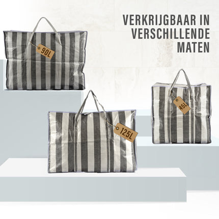 Kleding Organizer Set van 2 | Grote Shopper Met Rits | 90 Liter Opbergtassen | Duurzaam Polyester | Kleding Opbergdoos Ideaal Voor Verhuizen, Opslag, En Boodschappen | 70cm x 48cm x 28cm | Max 20 kg