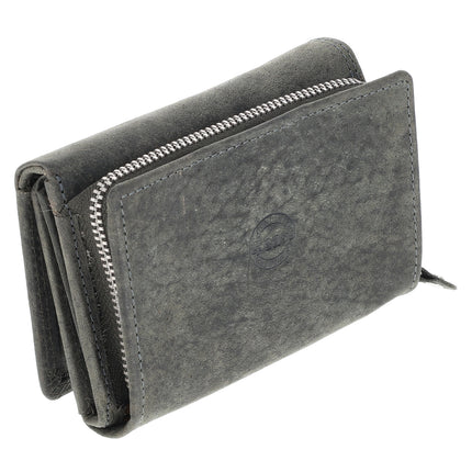 Overslag Portemonnee Dames & Heren | Echt Leren Portemonnee met RFID | 11 Pasjeshouder | Portefeuille Cadeau voor Hem & Haar | 12.5x8.5 cm - Grijs