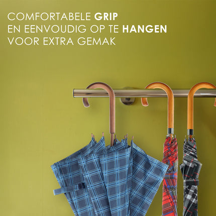Windproof Paraplu Geruit - Groen - Ø 105cm Paraplu met Houten Handvat - Klassieke Regenparaplu